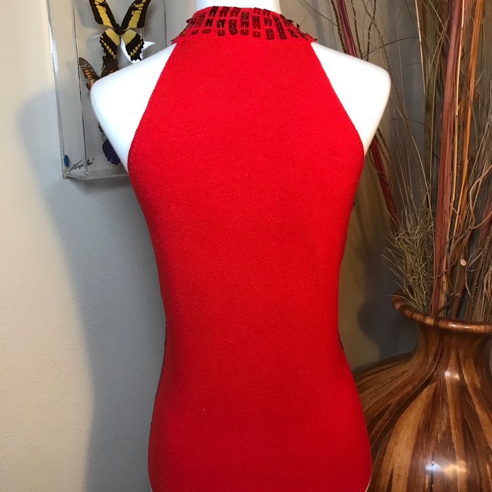 GIFTED Charlotte Russe Red Sequin Top Sleeveless - Picture 4 of 8